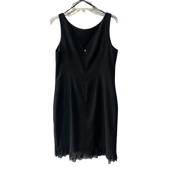 Talbots Shift Dress Chiffon Hem Trim Back V Neck Zip with Jeweled Detail 14 P - Picture 4 of 9